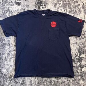 Hanes Beefy-T Rheem‎ Black Red Workwear Pocket T-shirt